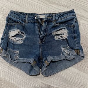 High waisted distressed shorts